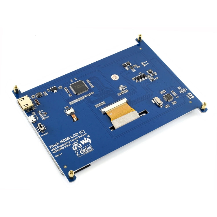 WAVESHARE Pantalla táctil HDMI LCD (C) 1024 × 600 de 7 pulgadas para Raspberry Pi compatible con varios sistemas, 7 Inch HDMI LCD (C)