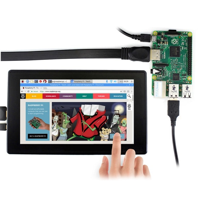 WAVESHARE Pantalla táctil capacitiva HDMI LCD (H) IPS 1024x600 de 7 pulgadas con cubierta de vidrio templado, compatible con múltiples mini PC y sistemas múltiples, 7inch HDMI LCD (H) IPS