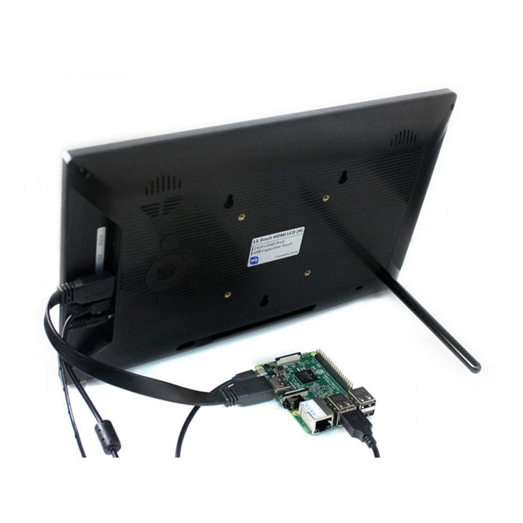 WAVESHARE Pantalla táctil capacitiva LCD HDMI (H) de 13,3 pulgadas con cubierta de vidrio templado, compatible con múltiples mini PC y sistemas múltiples, 13.3inch HDMI LCD (H) (with case)
