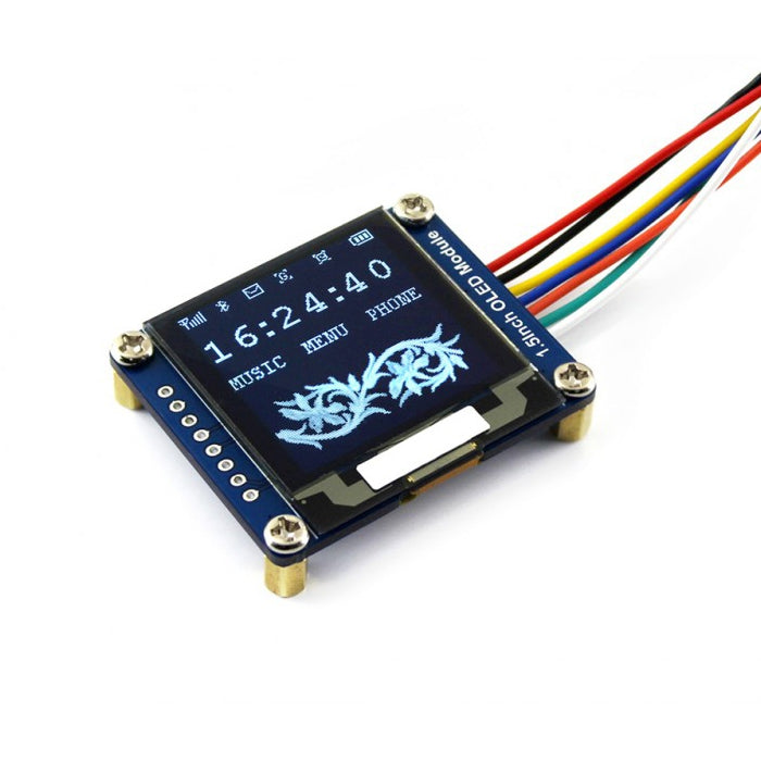 WAVESHARE 128x128 Módulo de pantalla OLED general de 1,5 pulgadas Escala de 16 grises con interfaz SPI/I2C, 1.5inch OLED