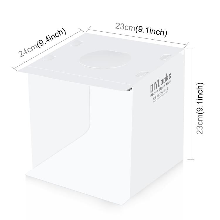 Kit de estudio fotográfico plegable portátil PULUZ de 20 cm con 550 lúmenes y dos fondos de colores (negro y blanco). Tamaño desplegado: 24 cm x 23 cm x 23 cm.