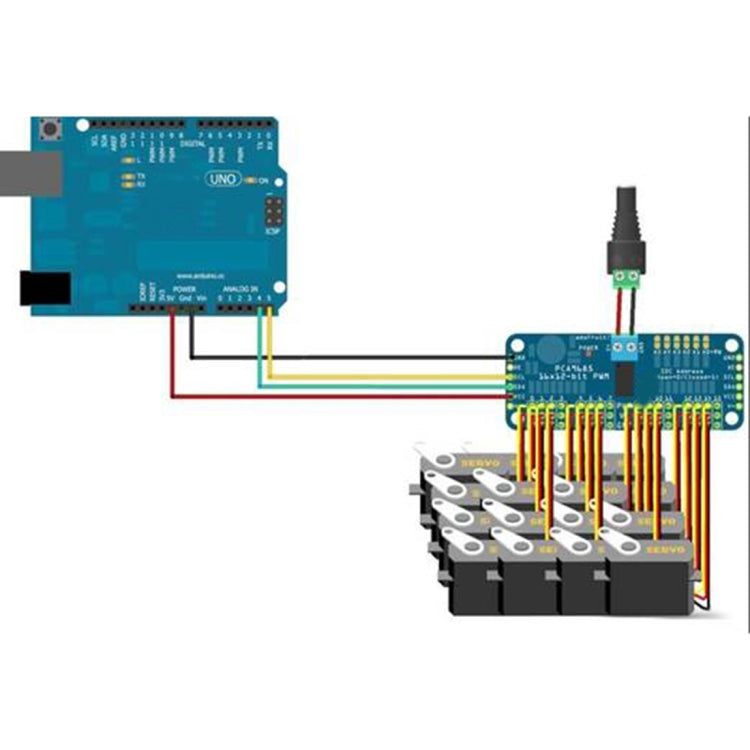 Controlador de servomotor PWM de 16 canales DIY para Arduino, PCA9685