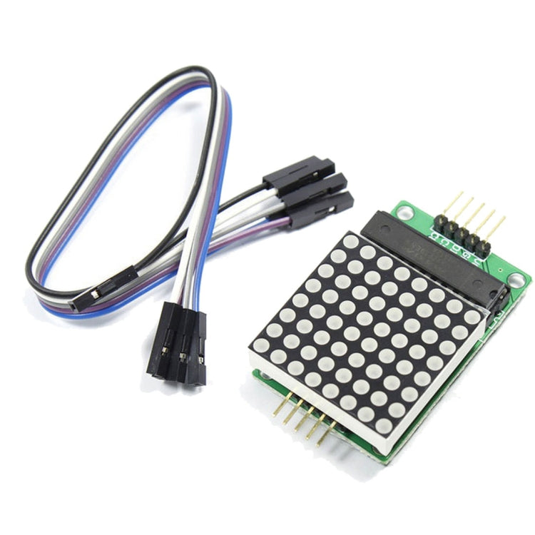 MAX7219 Nuevo módulo de matriz de puntos rojos compatible con unidad de cátodo común con líneas de 5 Dupont para Arduino