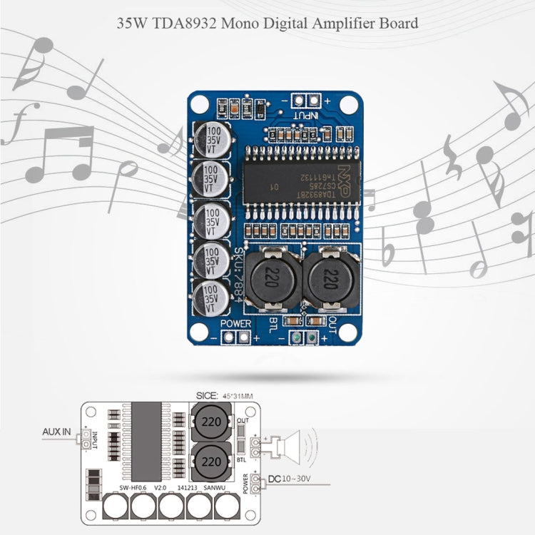 Mini placa amplificadora digital mono 35W TDA8932, 35W TDA8932 Mono
