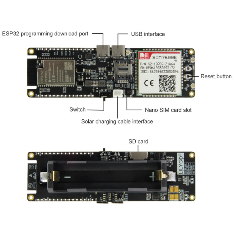 TTGO T-SIM7600E-H ESP32 WiFi Bluetooth 18560 Soporte de batería Placa de desarrollo de módulo de carga solar, T-SIM7600E-H