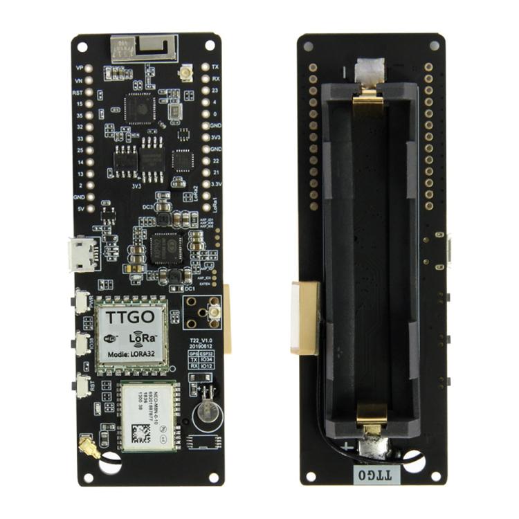 TTGO T-Beam ESP32 Módulo WiFi Bluetooth 868MHz GPS NEO-M8N LORA 32 Módulo con antena y soporte de batería 18650, 868MHz