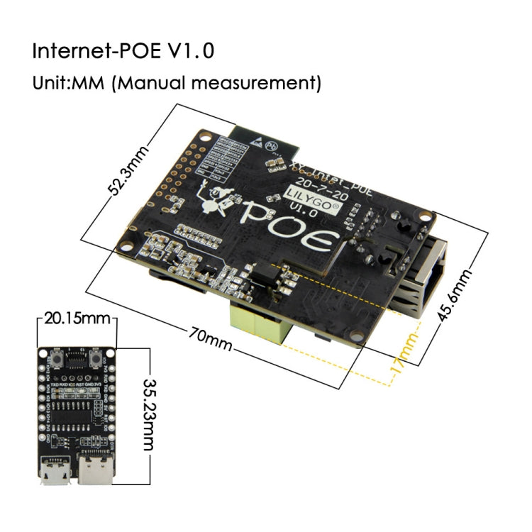 Placa de extensión del descargador del módulo TTGO T-Internet-POE ESP3, Downloader Board