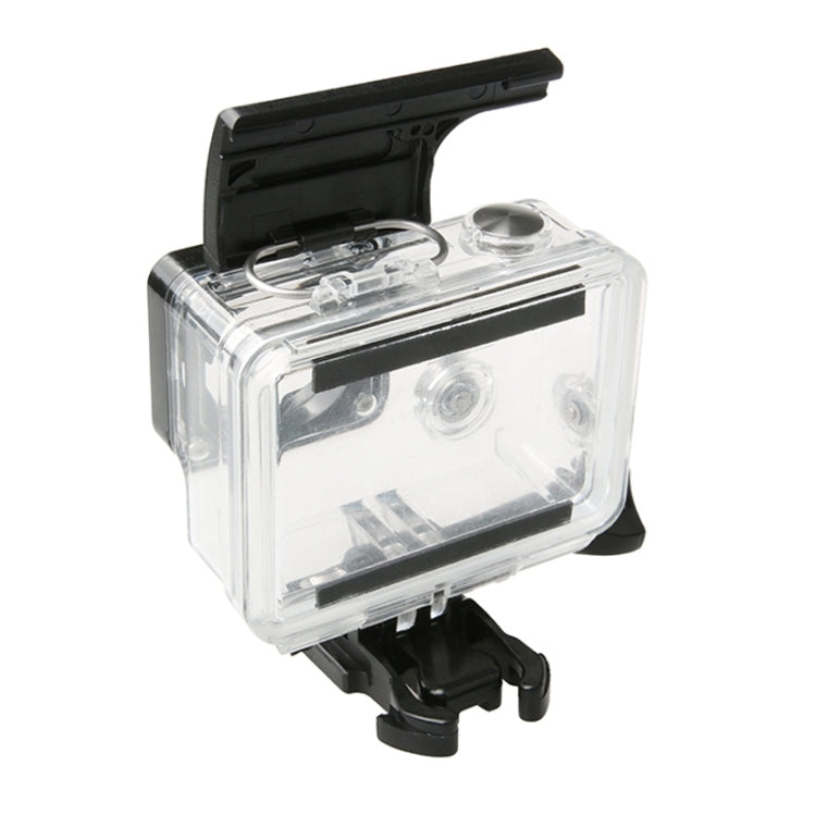 Para Gopro HERO4 / 3+ cámara de acción deportiva funda carcasa impermeable ABS puerta trasera de plástico Clip cierre de bloqueo, Housing Case