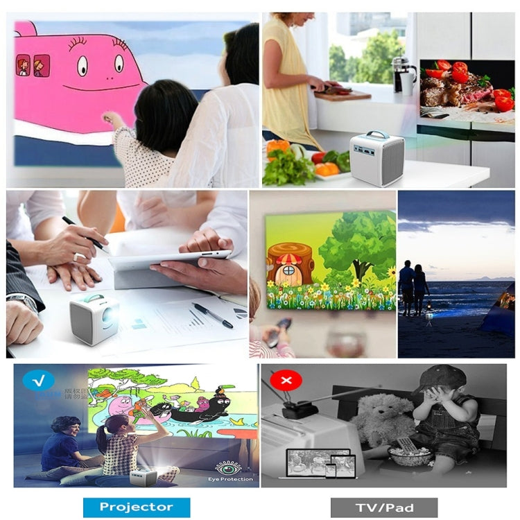 W-S1 Proyector de Video para Niños de 10W 30 Lúmenes Tecnología LCD HD 1080P, Soporte AV/USB/Tarjeta Mini SD/HDMI/Audio