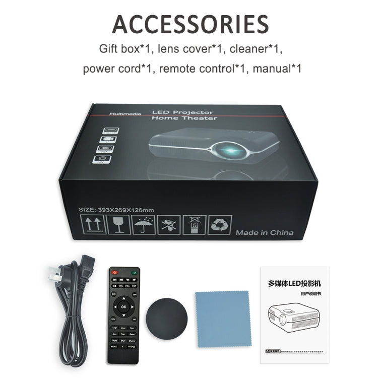 DH-A10 Proyector inteligente HD con pantalla LCD de 5,8 pulgadas, 4200 lúmenes, 1280 x 800P, control remoto, sistema operativo Android 6.0, compatible con WiFi, Bluetooth, HDMIx2, USBx2, VGA, AV IN/RCA, RJ45, LAN