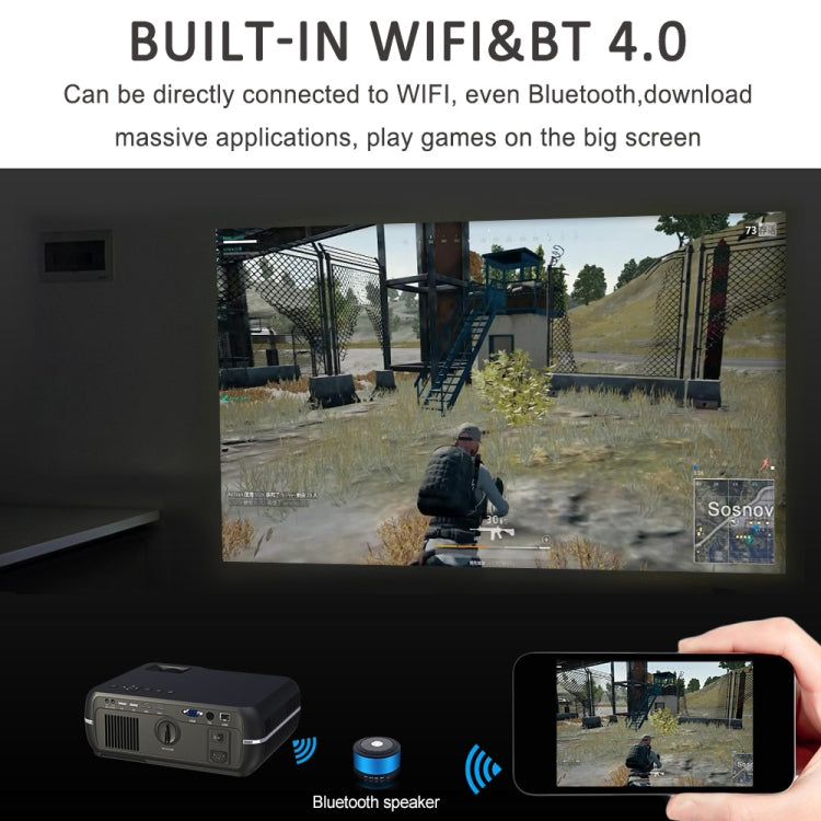 DH-A10 Proyector inteligente HD con pantalla LCD de 5,8 pulgadas, 4200 lúmenes, 1280 x 800P, control remoto, sistema operativo Android 6.0, compatible con WiFi, Bluetooth, HDMIx2, USBx2, VGA, AV IN/RCA, RJ45, LAN