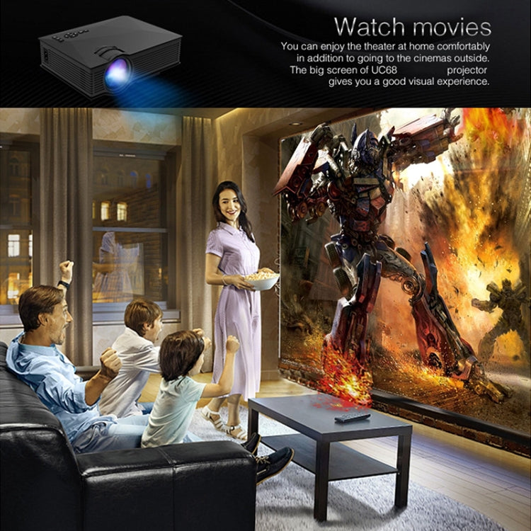 Proyector LED de las multimedias HD 1080P del cine en casa de UC68 80ANSI 800x400, ayuda USB/SD/HDMI/VGA/IR, UC68 800x400