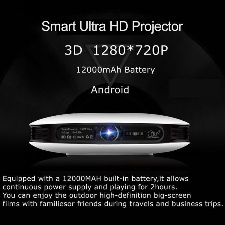 Wejoy DL-S9 220 lúmenes 1280x720 720P Android 6.0 HD Bluetooth WiFi Proyector láser inteligente 3D, compatible con HDMI / USB x 2 / tarjeta TF