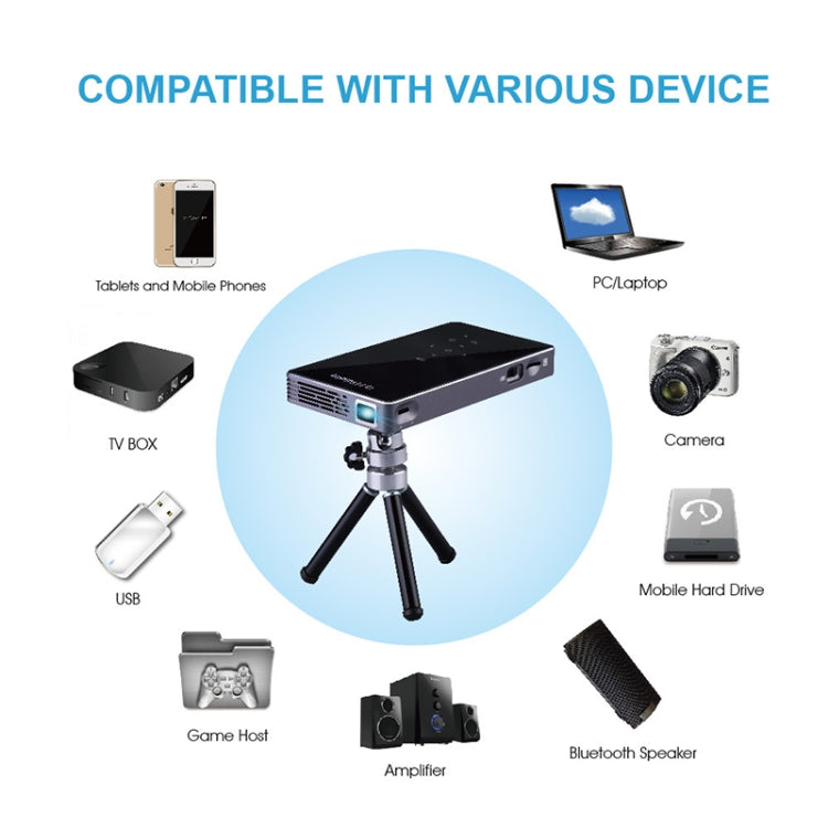 P8I 854x480 100LM Mini proyector DLP multimedia portátil
