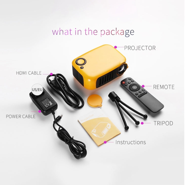 Proyector portátil A2000 Proyector de vídeo de cine en casa LCD de 800 lúmenes, compatible con 1080P, enchufe AU, AU Plug