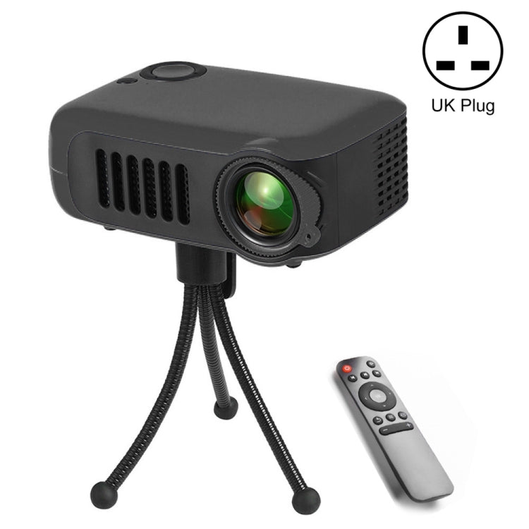 Proyector portátil A2000 Proyector de vídeo de cine en casa LCD de 800 lúmenes, compatible con 1080P, enchufe del Reino Unido, UK Plug