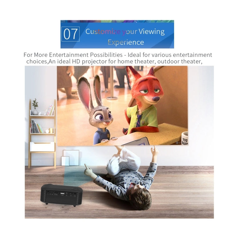 Proyector portátil A2000 Proyector de vídeo de cine en casa LCD de 800 lúmenes, compatible con 1080P, enchufe del Reino Unido, UK Plug