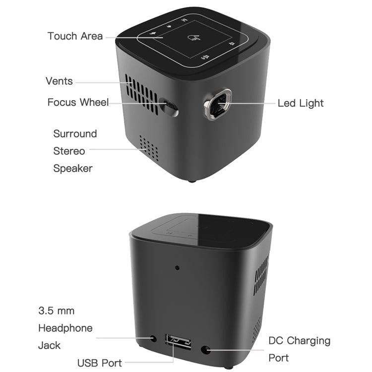 Wejoy S12 50 ANSI Lumen 1920x1080P Android 7.1 HD Bluetooth 4.1 WiFi Proyector 3D inteligente, 1G+16G, 1G+16G