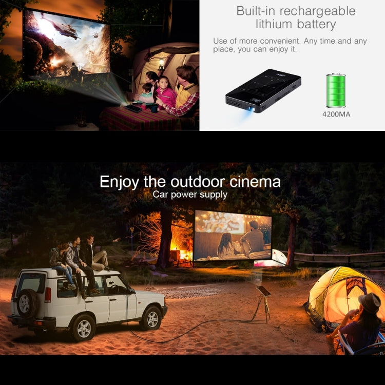 P09 Mini Proyector Inteligente Portátil 4K Ultra HD DLP con Control Remoto por Infrarrojos, Amlogic S905X 4-Core A53 hasta 1.5GHz Android 6.0, 1GB+8GB, Soporte WiFi 2.4G/5G, Bluetooth, Tarjeta TF