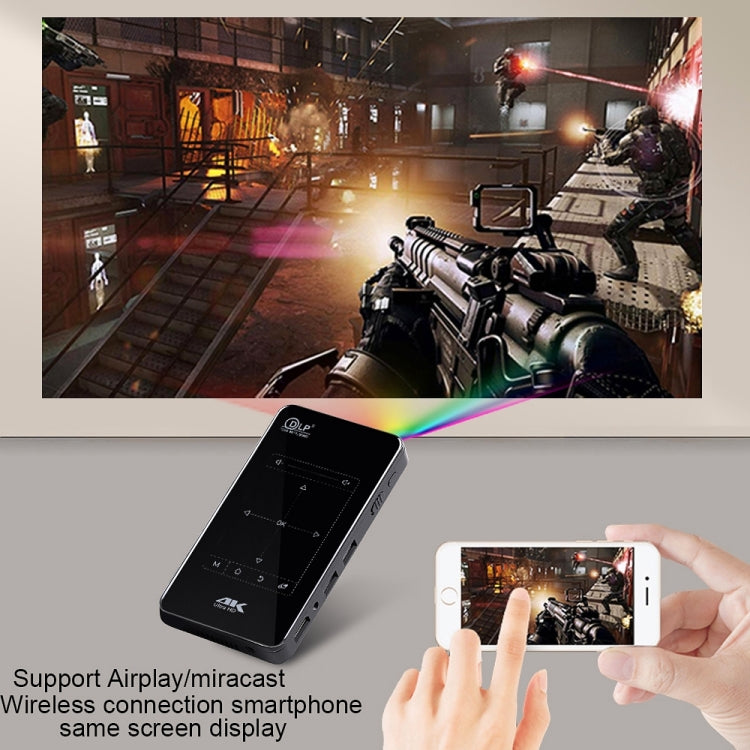 P09 Mini Proyector Inteligente Portátil 4K Ultra HD DLP con Control Remoto por Infrarrojos, Amlogic S905X 4-Core A53 hasta 1.5GHz Android 6.0, 1GB+8GB, Soporte WiFi 2.4G/5G, Bluetooth, Tarjeta TF