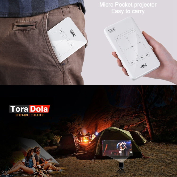 P09 Mini Proyector Inteligente Portátil 4K Ultra HD DLP con Control Remoto por Infrarrojos, Amlogic S905X 4-Core A53 hasta 1.5GHz Android 6.0, 1GB+8GB, Soporte WiFi 2.4G/5G, Bluetooth, Tarjeta TF