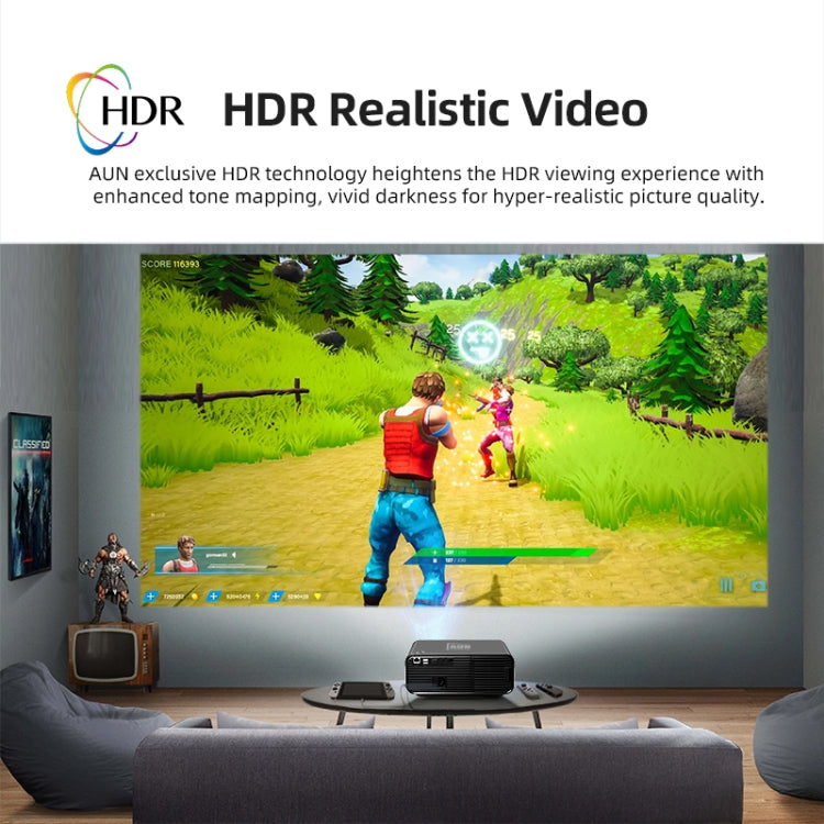 AUN U001 Proyector digital LED HD de cine en casa portátil 4K 18000 lúmenes, US Plug, UK Plug, AU Plug