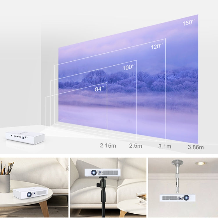 TOUMEI V6 3800 Lúmenes Android 6.0 Proyector DLP Inteligente 3D, 2GB+32GB, Soporte WiFi de Doble Banda / Bluetooth / HDMI / Tarjeta TF / RJ45