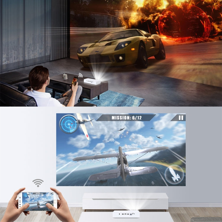 TOUMEI V6 3800 Lúmenes Android 6.0 Proyector DLP Inteligente 3D, 2GB+32GB, Soporte WiFi de Doble Banda / Bluetooth / HDMI / Tarjeta TF / RJ45