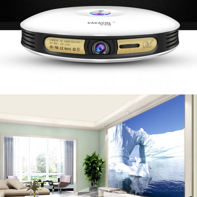 CACACOL ITC-DO8 220LM WiFi Smart 1280*800 DLP DMD LED Proyector Portátil con Control Remoto, Android 6.1 , MSD6A628 Quad Core, 2GB RAM, 16GB ROM, WiFi, BT, HDMI, sin Soporte para Trípode, ITC-DO8