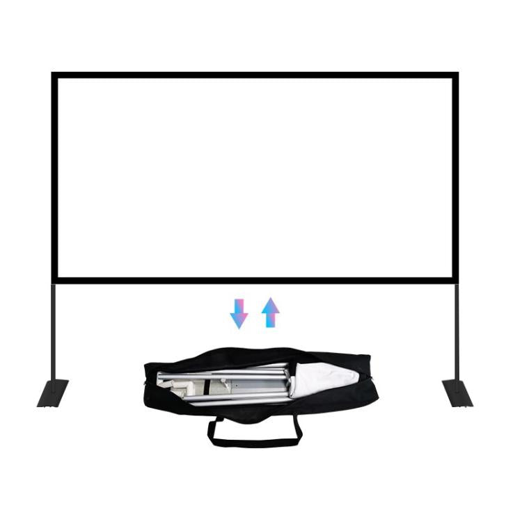 Cortina de película para proyector de poliéster plegable con soporte para exteriores, tamaño: 120 pulgadas (16: 9), Size: 120 inch