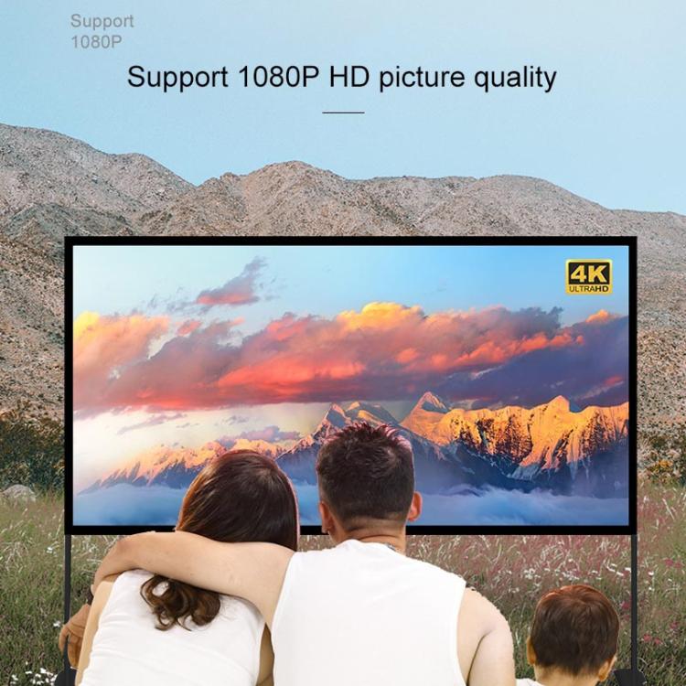 Cortina de película para proyector de poliéster plegable con soporte para exteriores, tamaño: 120 pulgadas (16: 9), Size: 120 inch