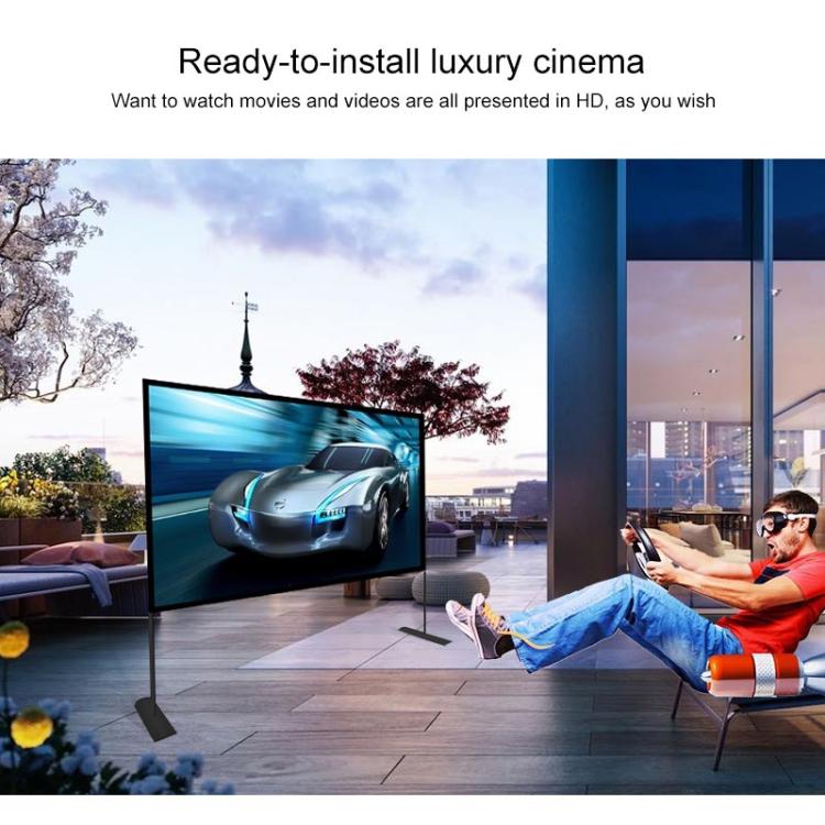 Cortina de película para proyector de poliéster plegable con soporte para exteriores, tamaño: 120 pulgadas (16: 9), Size: 120 inch