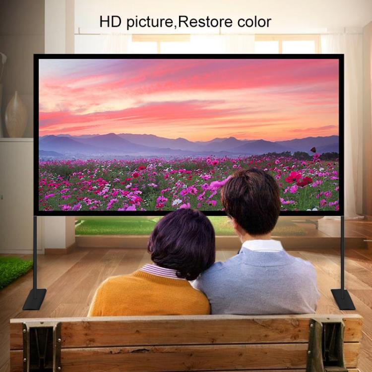 Cortina de película para proyector de poliéster plegable con soporte para exteriores, tamaño: 120 pulgadas (16: 9), Size: 120 inch