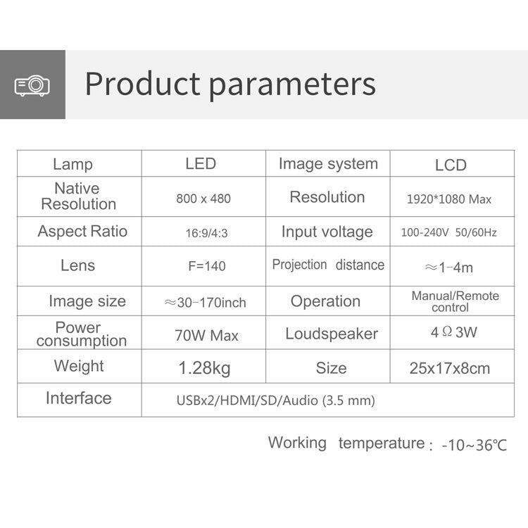 Proyector inteligente T5 de 100 lúmenes ANSI con resolución 1024x600 y tecnología LED+LCD, compatible con HDMI/tarjeta SD/2 x USB/audio de 3,5 mm, misma versión de pantalla, Same Screen Version