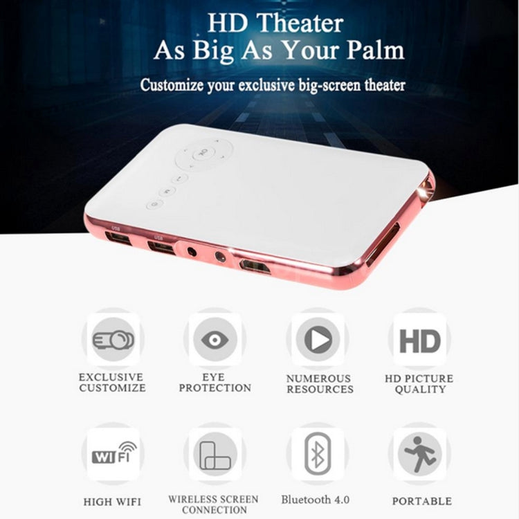 Wejoy DL-S6+ 1000 Lúmenes 854x480 Mini Proyector Inteligente, CPU RK3128, 1GB+32GB, Android 4.4, Bluetooth, WiFi, HDMI, DL-S6+/Rose Gold