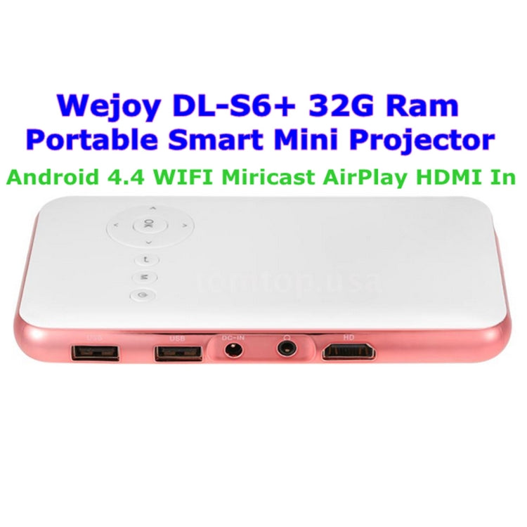 Wejoy DL-S6+ 1000 Lúmenes 854x480 Mini Proyector Inteligente, CPU RK3128, 1GB+32GB, Android 4.4, Bluetooth, WiFi, HDMI, DL-S6+/Rose Gold