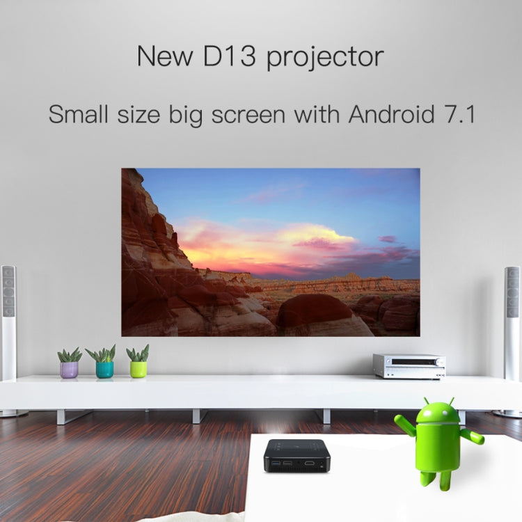 D13 2+16G 854 x 480 Android 7.1.2 Mini proyector de bolsillo 4K DLP Proyector de cine en casa LED inteligente de mano WIFI, compatible con USB / TF / HDMI