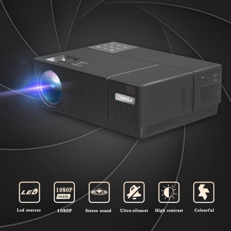 Proyector inteligente Cheerlux CL770 de 4000 lúmenes, 1920 x 1080P, Full HD, compatible con HDMI x 2 / USB x 2 / VGA / AV, CL770 (Black), CL770 (White)