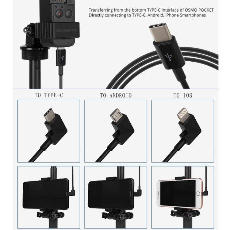 Cable Sunnylife OP-X9208 tipo C a tipo C para bolsillo DJI OSMO, longitud: 1 m, Type-C