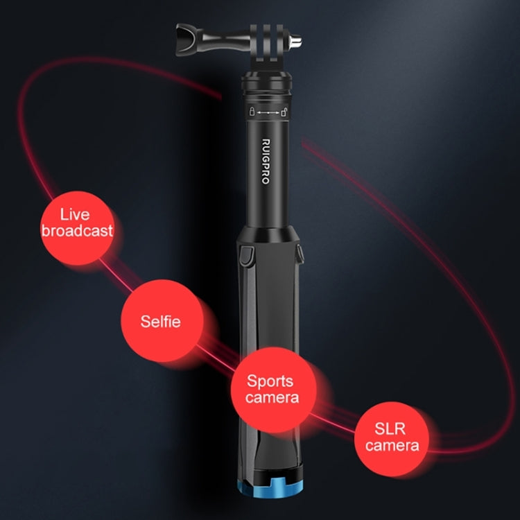 RUIGPRO Trípode de mano de una pieza Selfie Stick Monopod telescópico para DJI Osmo Action, GoPro HERO10 Black /9 Black / HERO8 Black /7/6/5/5 Session /4 Session /4/3+ /3/2/1, Xiaoyiy otras cámaras de acción, Black)