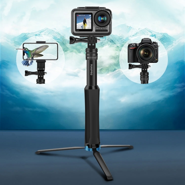 RUIGPRO Trípode de mano de una pieza Selfie Stick Monopod telescópico para DJI Osmo Action, GoPro HERO10 Black /9 Black / HERO8 Black /7/6/5/5 Session /4 Session /4/3+ /3/2/1, Xiaoyiy otras cámaras de acción, Black)