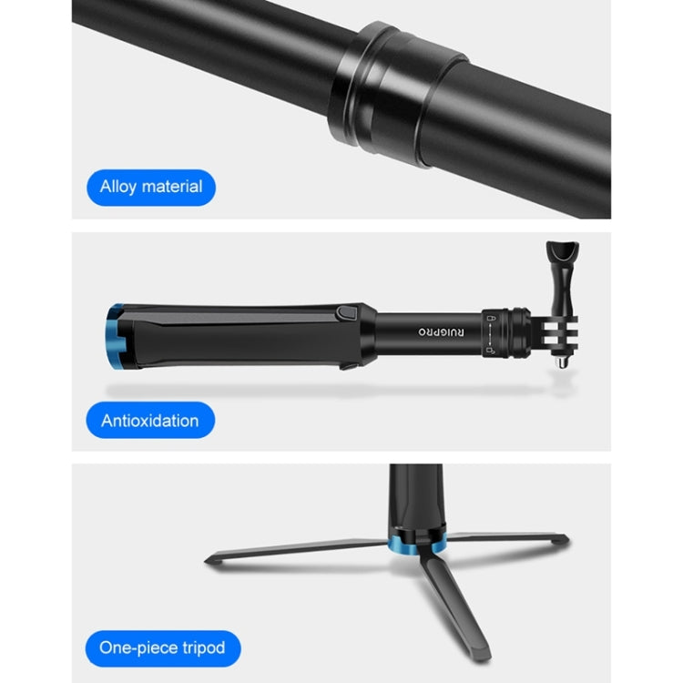 RUIGPRO Trípode de mano de una pieza Selfie Stick Monopod telescópico para DJI Osmo Action, GoPro HERO10 Black /9 Black / HERO8 Black /7/6/5/5 Session /4 Session /4/3+ /3/2/1, Xiaoyiy otras cámaras de acción, Black)