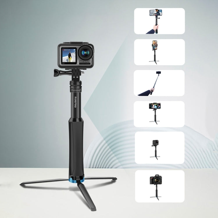 RUIGPRO Trípode de mano de una pieza Selfie Stick Monopod telescópico para DJI Osmo Action, GoPro HERO10 Black /9 Black / HERO8 Black /7/6/5/5 Session /4 Session /4/3+ /3/2/1, Xiaoyiy otras cámaras de acción, Black)