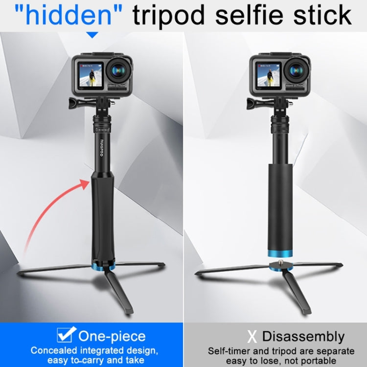 RUIGPRO Trípode de mano de una pieza Selfie Stick Monopod telescópico para DJI Osmo Action, GoPro HERO10 Black /9 Black / HERO8 Black /7/6/5/5 Session /4 Session /4/3+ /3/2/1, Xiaoyiy otras cámaras de acción, Black)