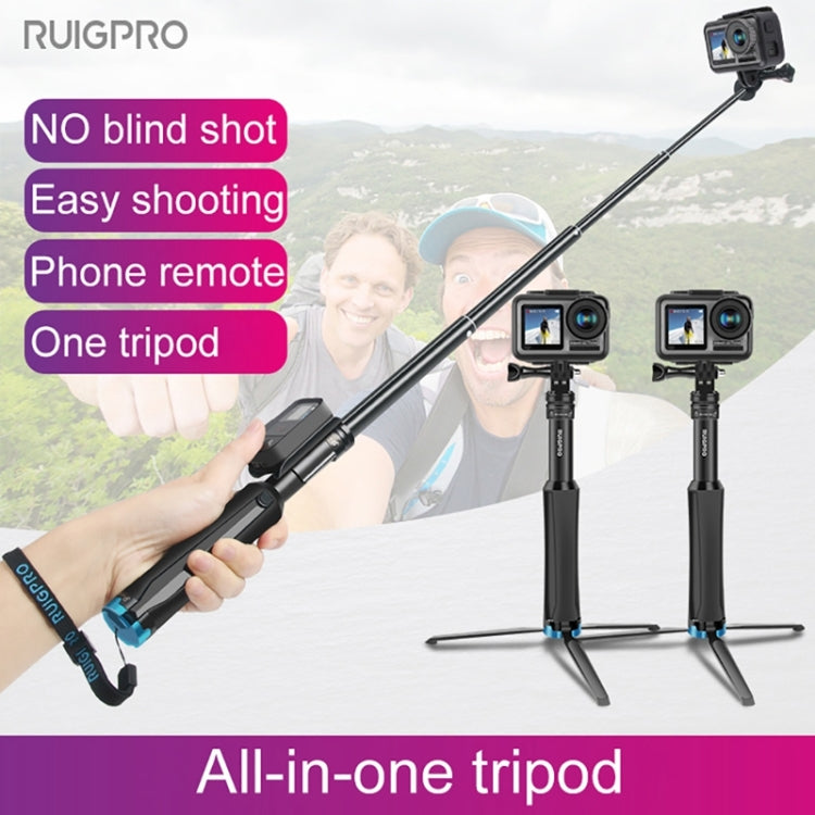 RUIGPRO Trípode de mano de una pieza Selfie Stick Monopod telescópico para DJI Osmo Action, GoPro HERO10 Black /9 Black / HERO8 Black /7/6/5/5 Session /4 Session /4/3+ /3/2/1, Xiaoyiy otras cámaras de acción, Black)