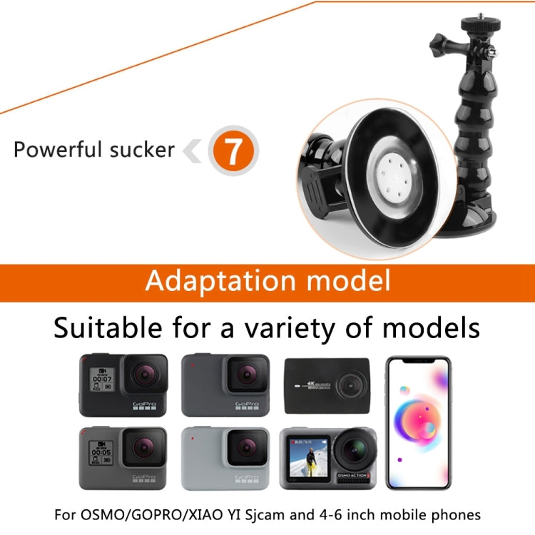 Soporte de abrazadera flexible con mandíbulas de ventosa para GoPro Hero11 Black / HERO10 Black /9 Black / HERO8 Black /7/6/5/5 Session /4 Session /4/3+ /3/2/1, DJI Osmo Action, Xiaoyi y otrosCámaras de acción, Jaws Flex Clamp