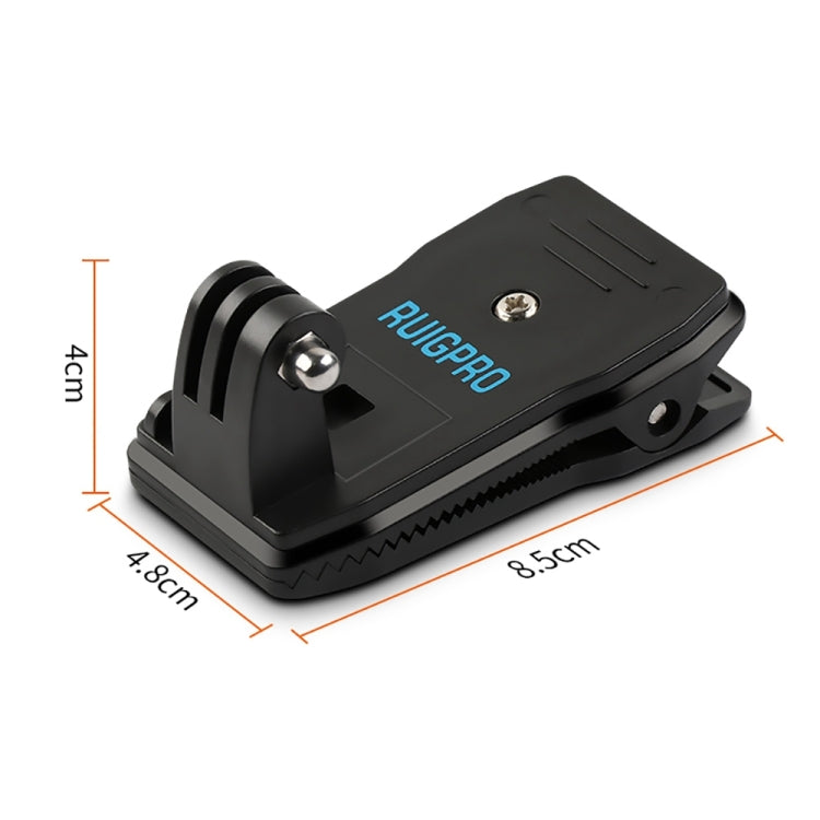 RUIGPRO Mochila con rotación de 360 grados Rec-Mounts Clip Clamp Mount + Abrazadera para teléfono para GoPro HERO9 Black / HERO8 Black /7/6/5/5 Session /4 Session /4/3+ /3/2/1, DJI Osmo Action, Xiaoyiy otras cámaras de acción, Rec-Mounts+Clamp