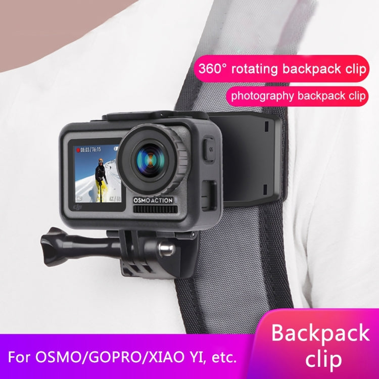 RUIGPRO Mochila con rotación de 360 grados Rec-Mounts Clip Clamp Mount + Abrazadera para teléfono para GoPro HERO9 Black / HERO8 Black /7/6/5/5 Session /4 Session /4/3+ /3/2/1, DJI Osmo Action, Xiaoyiy otras cámaras de acción, Rec-Mounts+Clamp
