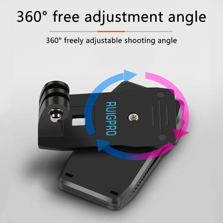 RUIGPRO Mochila con rotación de 360 grados Rec-Mounts Clip Clamp Mount + Abrazadera para teléfono para GoPro HERO9 Black / HERO8 Black /7/6/5/5 Session /4 Session /4/3+ /3/2/1, DJI Osmo Action, Xiaoyiy otras cámaras de acción, Rec-Mounts+Clamp
