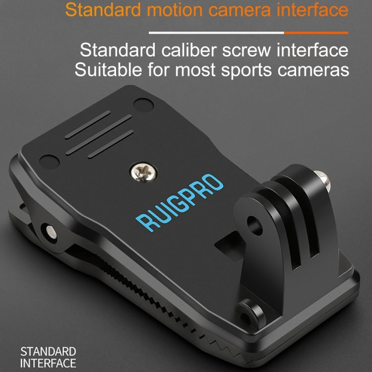 RUIGPRO Mochila con rotación de 360 grados Rec-Mounts Clip Clamp Mount + Abrazadera para teléfono para GoPro HERO9 Black / HERO8 Black /7/6/5/5 Session /4 Session /4/3+ /3/2/1, DJI Osmo Action, Xiaoyiy otras cámaras de acción, Rec-Mounts+Clamp